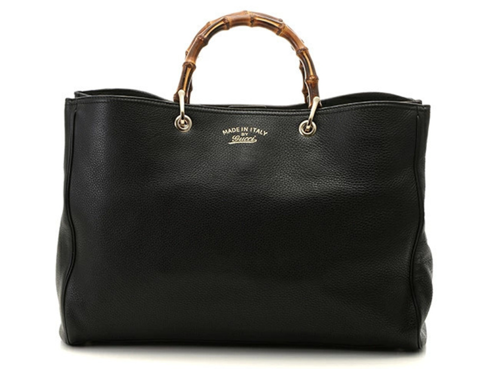 Gucci Bag Handbag Bamboo Tote Swing Calf Black